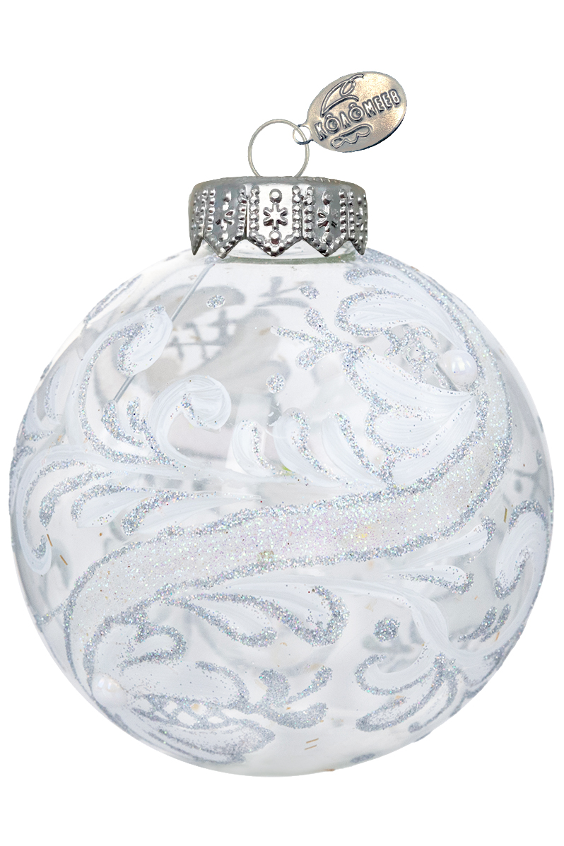 Елочный шар Белая графика КУ-80-244144